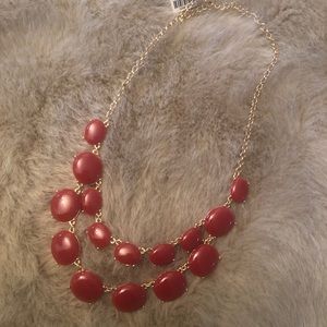 Gold red stone necklace NWT